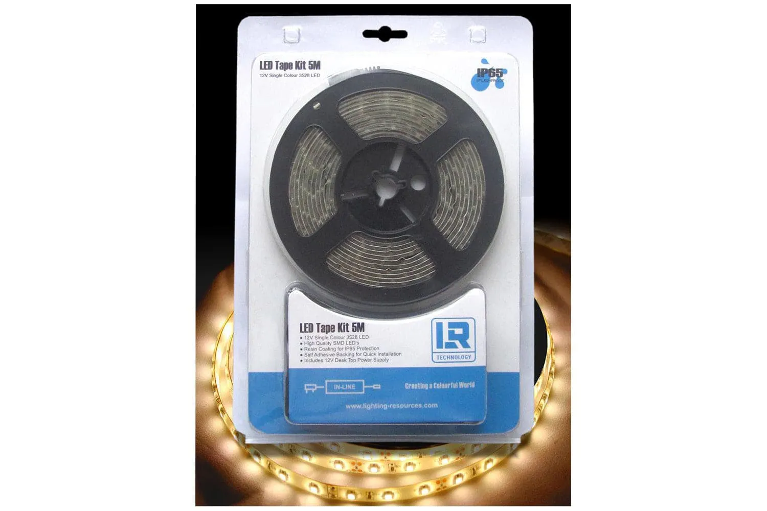 LR Technology Splash-Proof LED Tape Strip Light Kit - Warm White, 5m