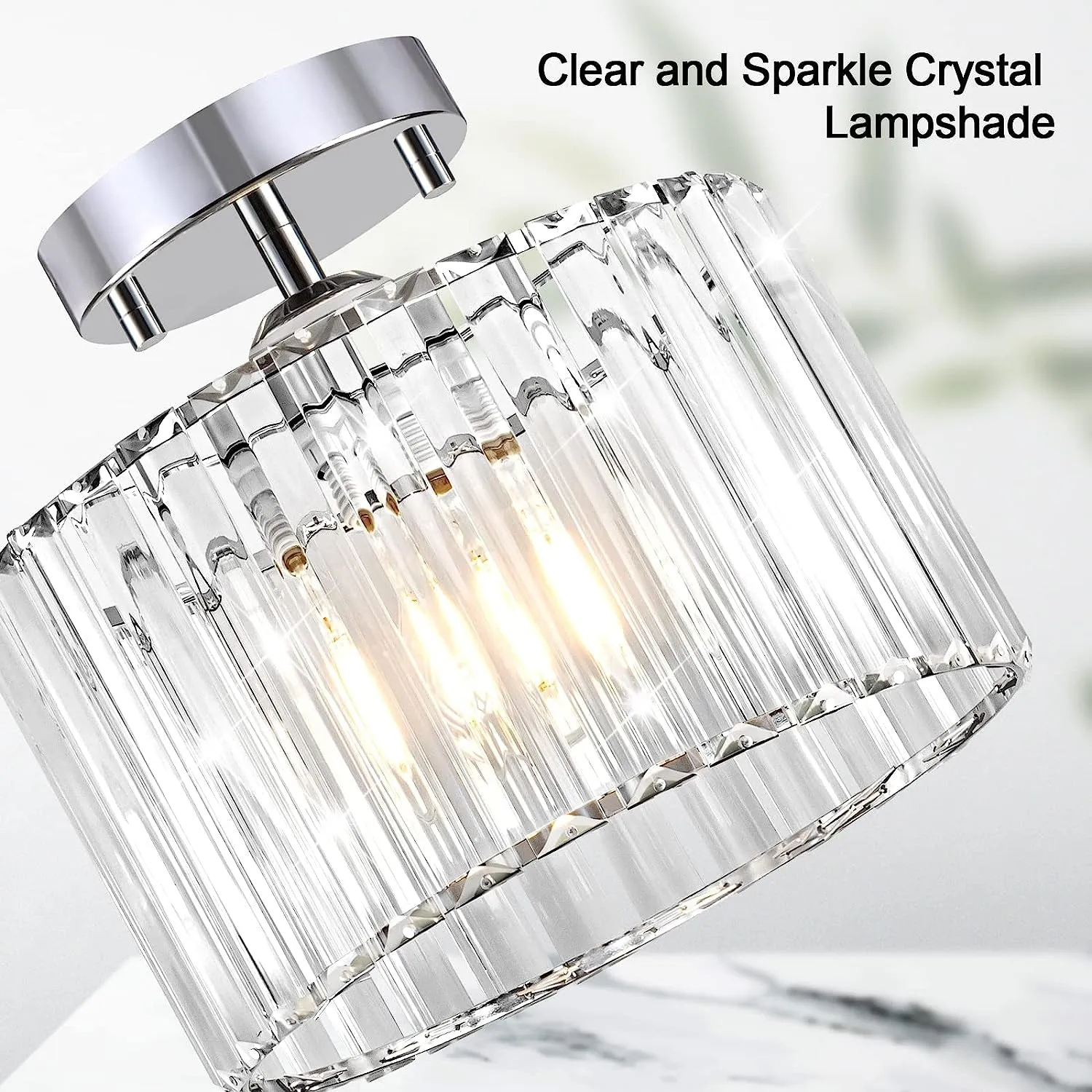 Modern Crystal Semi Flush Mount Ceiling Light Fixture