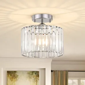 Modern Crystal Semi Flush Mount Ceiling Light Fixture