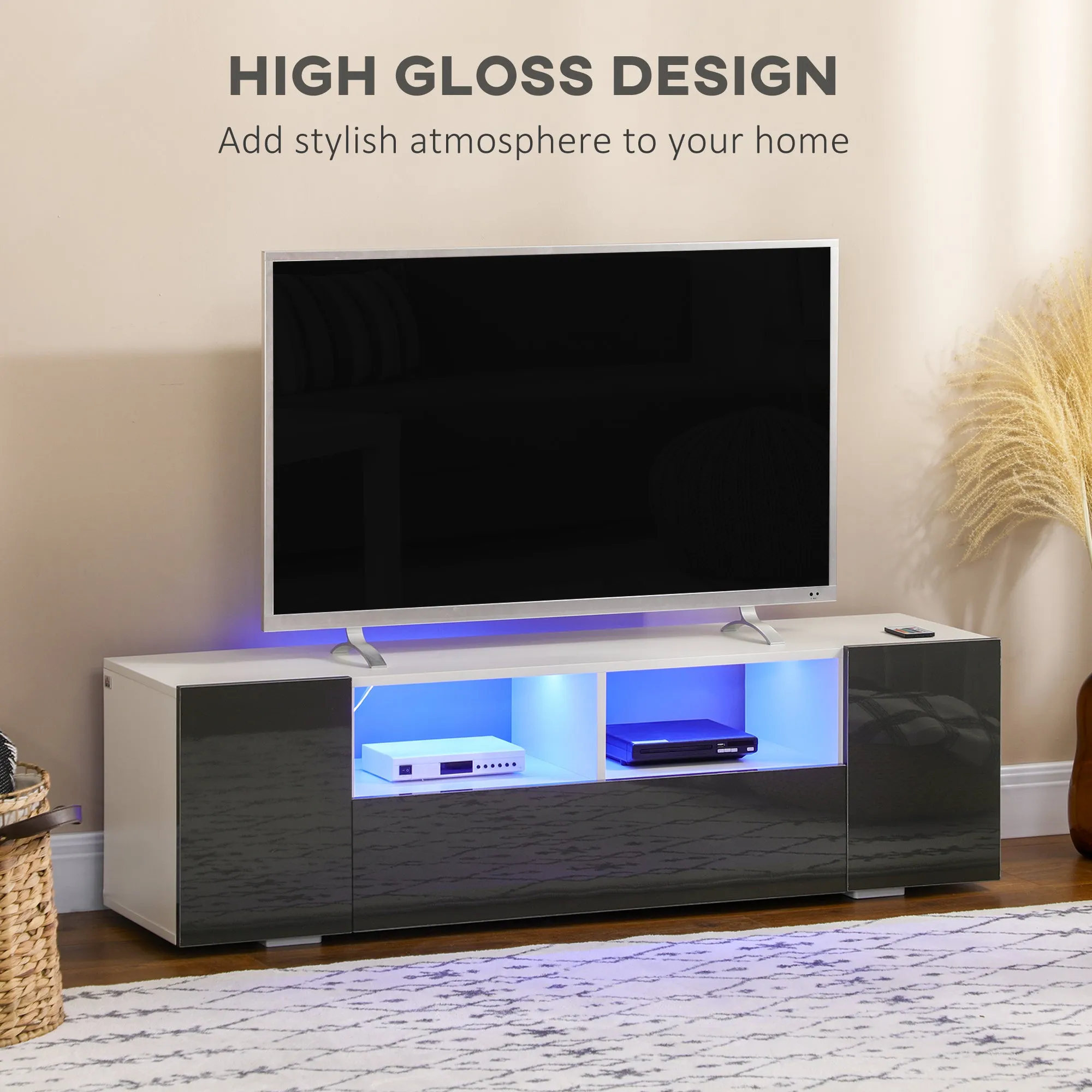 Modern TV Stand Unit for TVs up to 60" with LED Lights