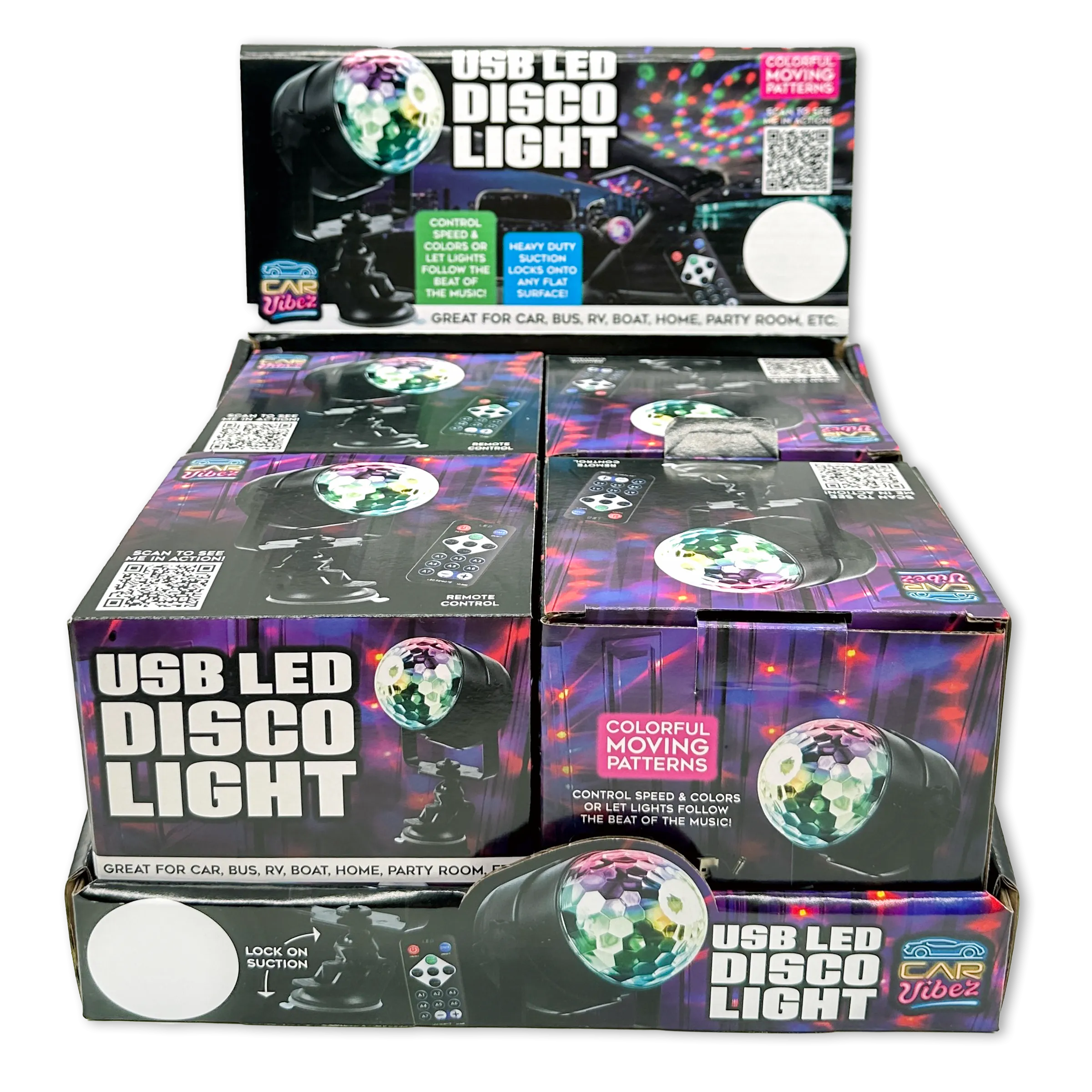 Mood Light USB LED Disco Light with Suction Cup Mount - 4 Pieces Per Retail Ready Display 23575