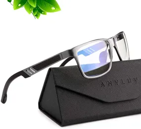 New in box! Blue Light Blocking Glasses Classic Semi Rimless Clear Lens Anti Eyestrain Computer Gaming Glasses for Men Women in Gunmetal Grey