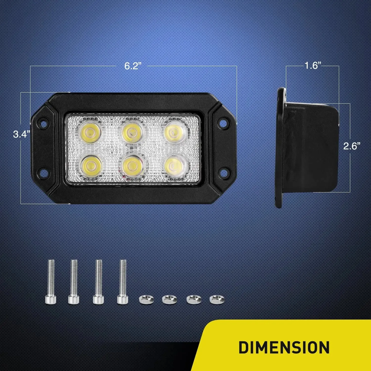 Offroad Truck Led Light Bar 2PCS 18w Flush Mount Spot Beam Roof Grille Bumper Hood Driving Fog Lights For Jeep UTV ATV Boat Pickup