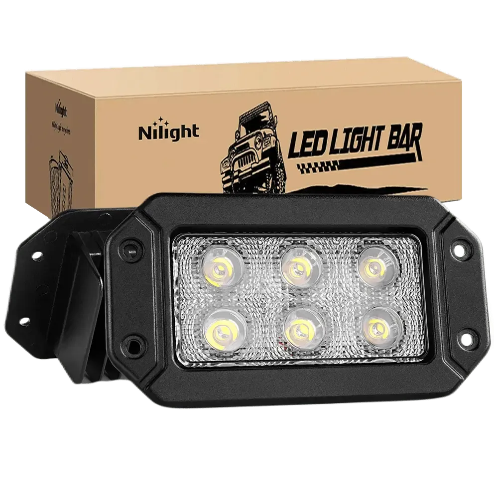 Offroad Truck Led Light Bar 2PCS 18w Flush Mount Spot Beam Roof Grille Bumper Hood Driving Fog Lights For Jeep UTV ATV Boat Pickup