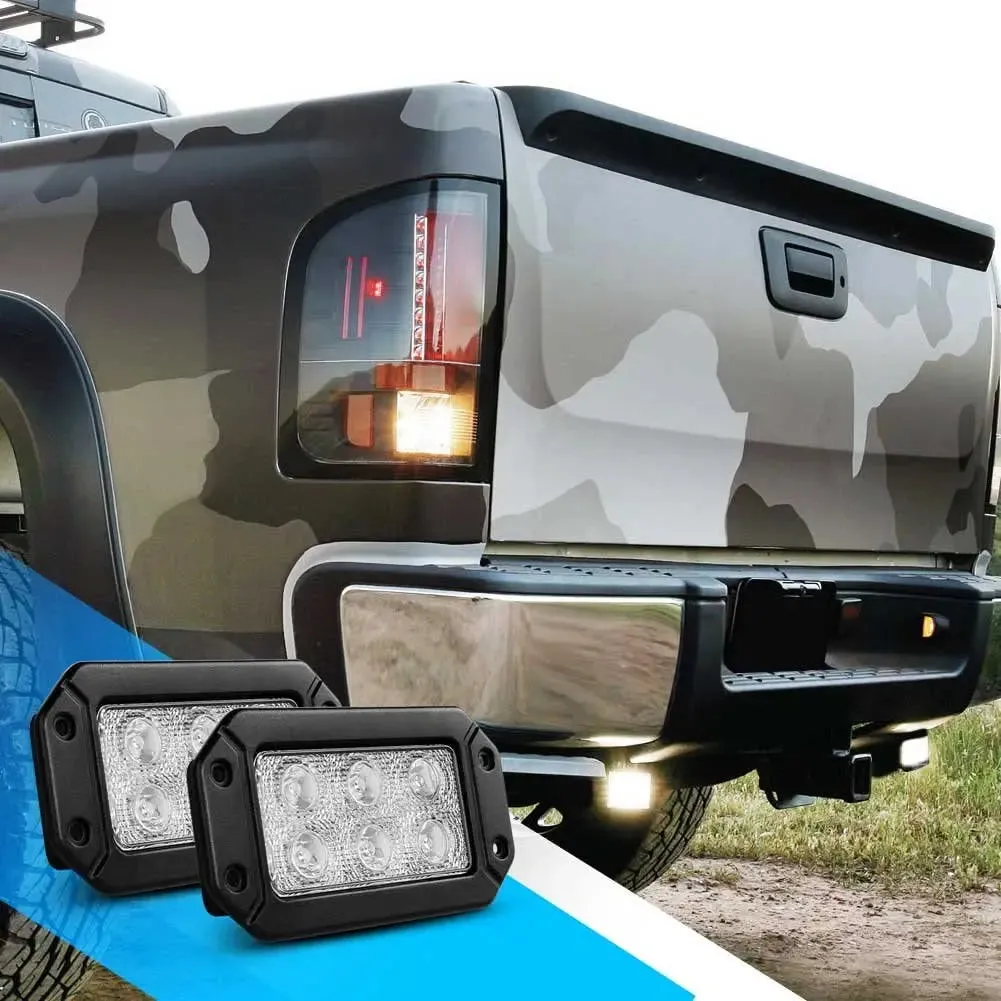 Offroad Truck Led Light Bar 2PCS 18w Flush Mount Spot Beam Roof Grille Bumper Hood Driving Fog Lights For Jeep UTV ATV Boat Pickup