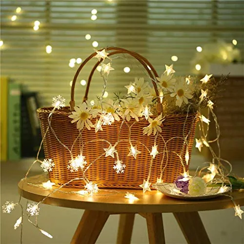 PESCA Snowflakes Light 40 LED with 6 m Length (Warm White)
