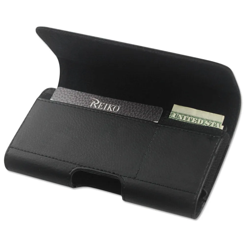 Reiko HORIZONTAL LEATHER POUCH SAMSUNG NOTE3/ N7100 SLIM-BLACK WITH CARD HOLDER INNER SIZE: 6.1X3.27X0.48INCH