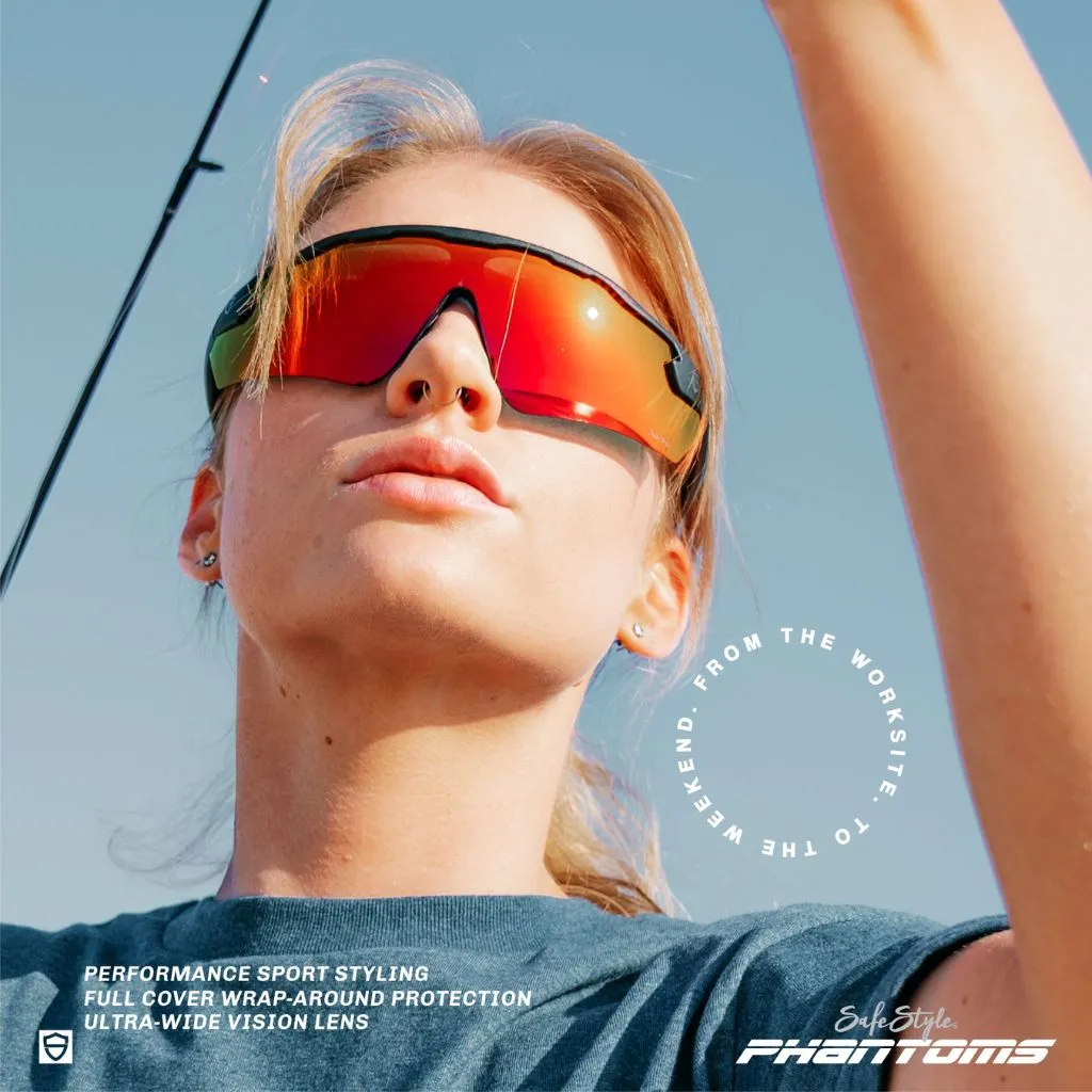 SAFESTYLE PHANTOMS MATTE BLACK FRAME REFLECTORS RED LENS