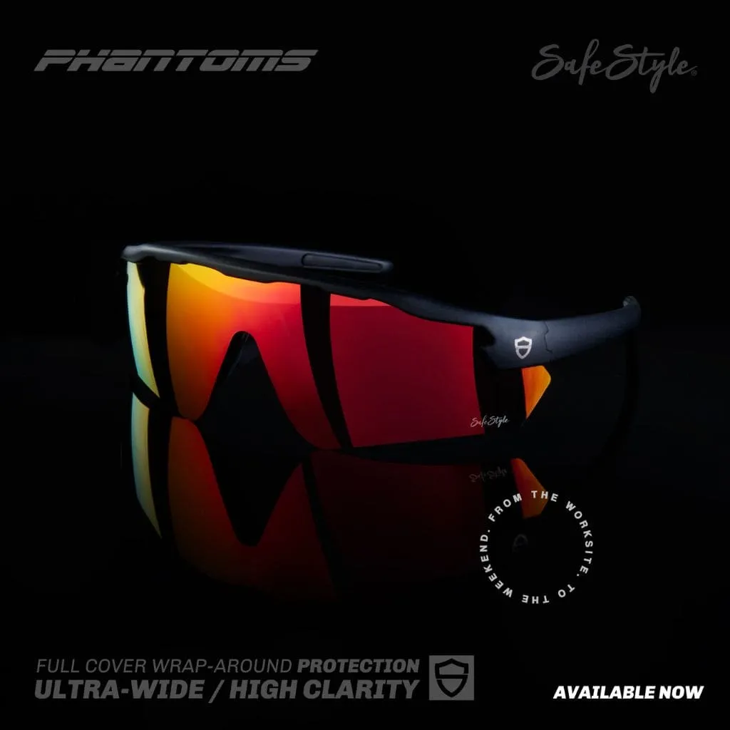 SAFESTYLE PHANTOMS MATTE BLACK FRAME REFLECTORS RED LENS