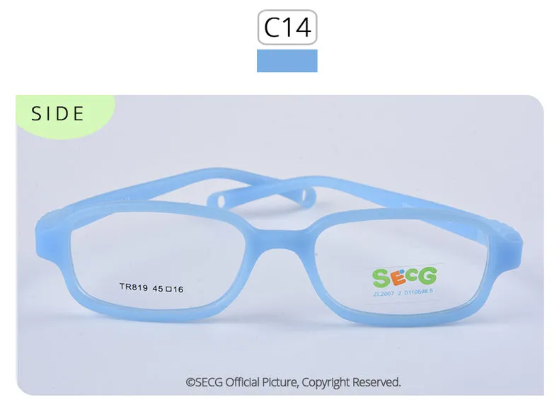 Secg's Unisex Children's Full Rim Rectangle Tr 90 Titanium Eyeglasses Tr819