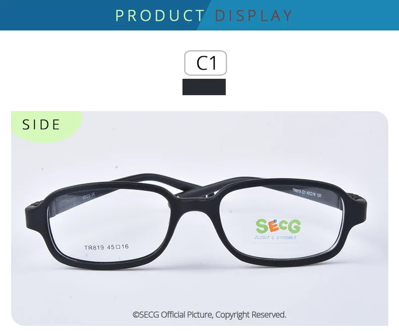 Secg's Unisex Children's Full Rim Rectangle Tr 90 Titanium Eyeglasses Tr819
