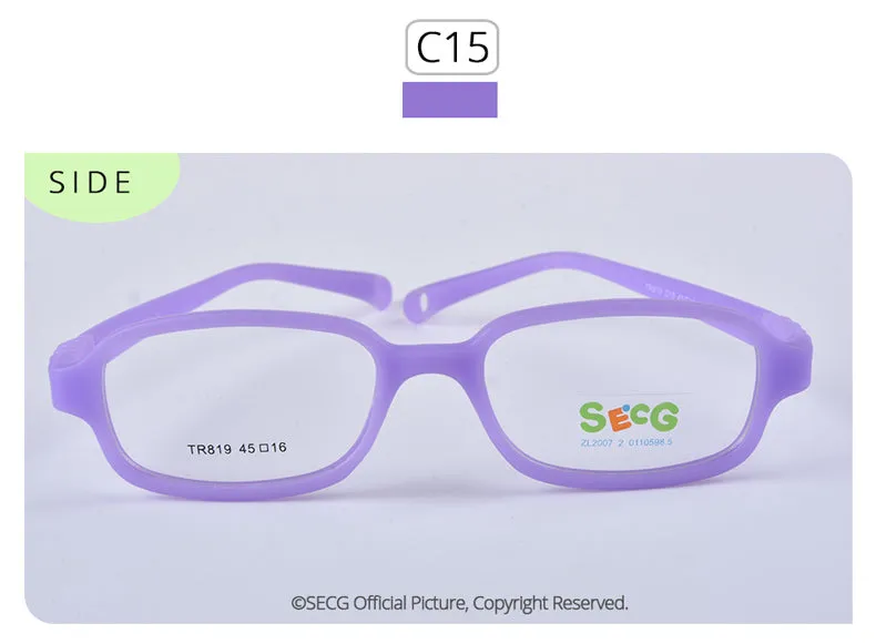 Secg's Unisex Children's Full Rim Rectangle Tr 90 Titanium Eyeglasses Tr819