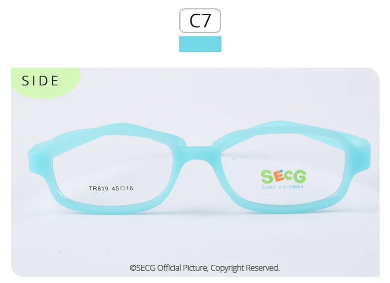 Secg's Unisex Children's Full Rim Rectangle Tr 90 Titanium Eyeglasses Tr819