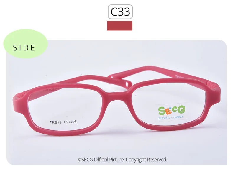 Secg's Unisex Children's Full Rim Rectangle Tr 90 Titanium Eyeglasses Tr819