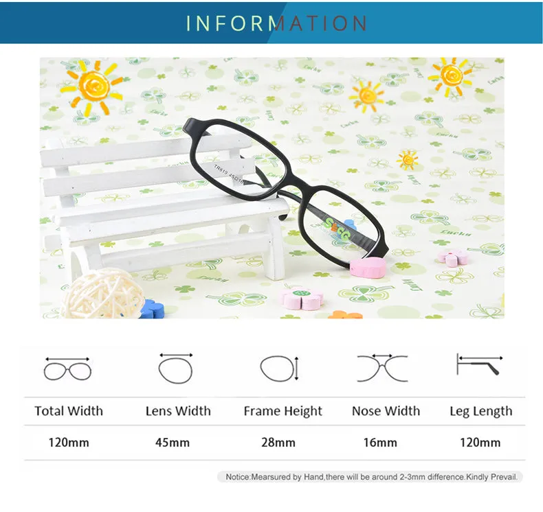 Secg's Unisex Children's Full Rim Rectangle Tr 90 Titanium Eyeglasses Tr819
