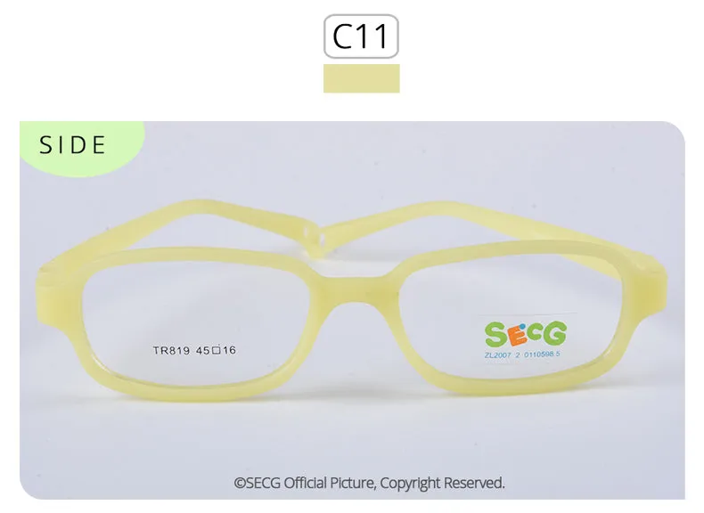 Secg's Unisex Children's Full Rim Rectangle Tr 90 Titanium Eyeglasses Tr819