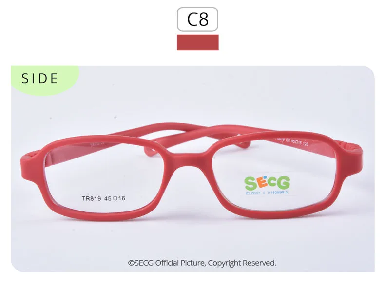 Secg's Unisex Children's Full Rim Rectangle Tr 90 Titanium Eyeglasses Tr819