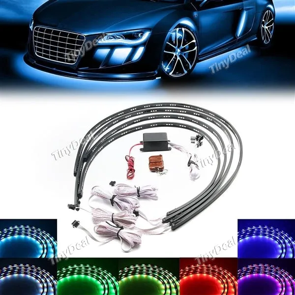 Sound Active 7 Color Changing Function RGB LED Underbody under Car Glow Flashing Light Kit