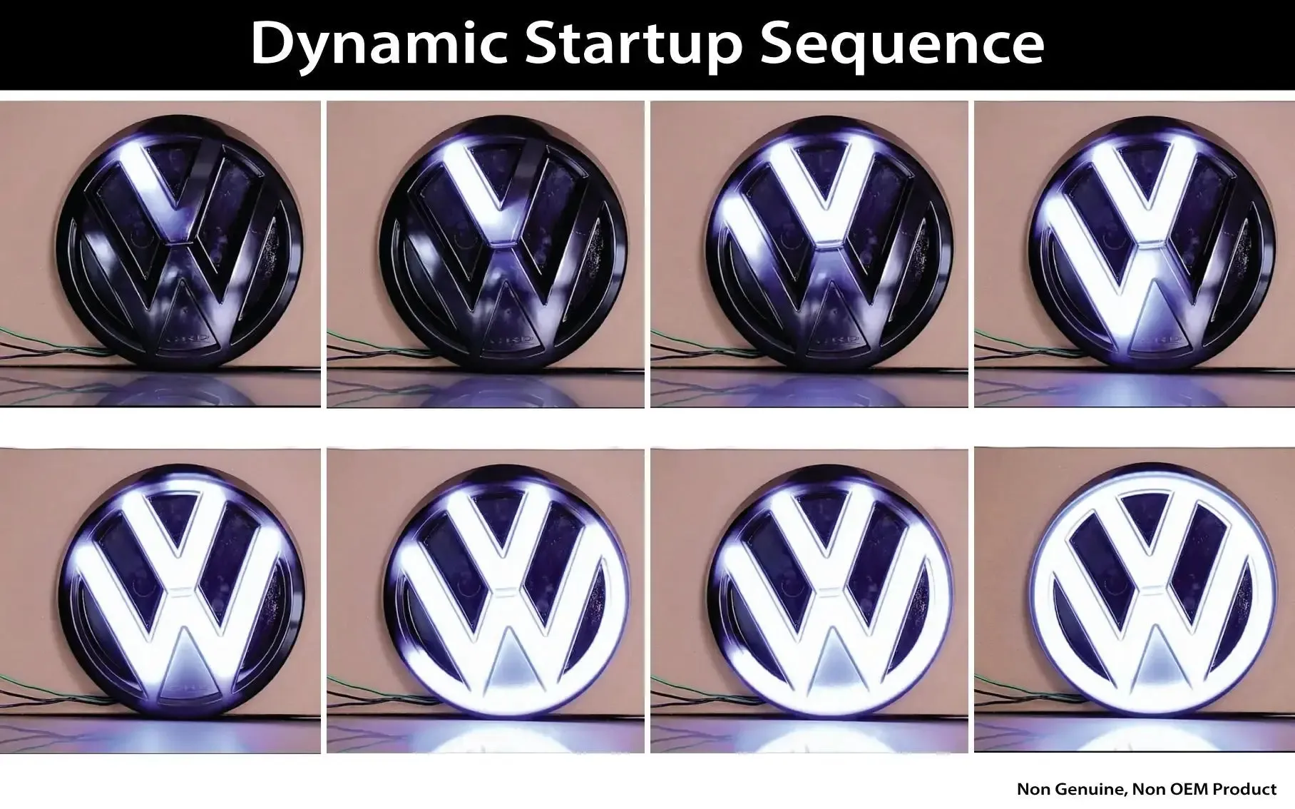 Suitable To Fit VW - Universal Golf 8 Style Dynamic LED Emblem Badge With DRL Grille Strip