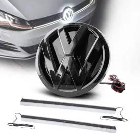 Suitable To Fit VW - Universal Golf 8 Style Dynamic LED Emblem Badge With DRL Grille Strip