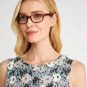 Thin Rectangle Red Tint Reading Glasses