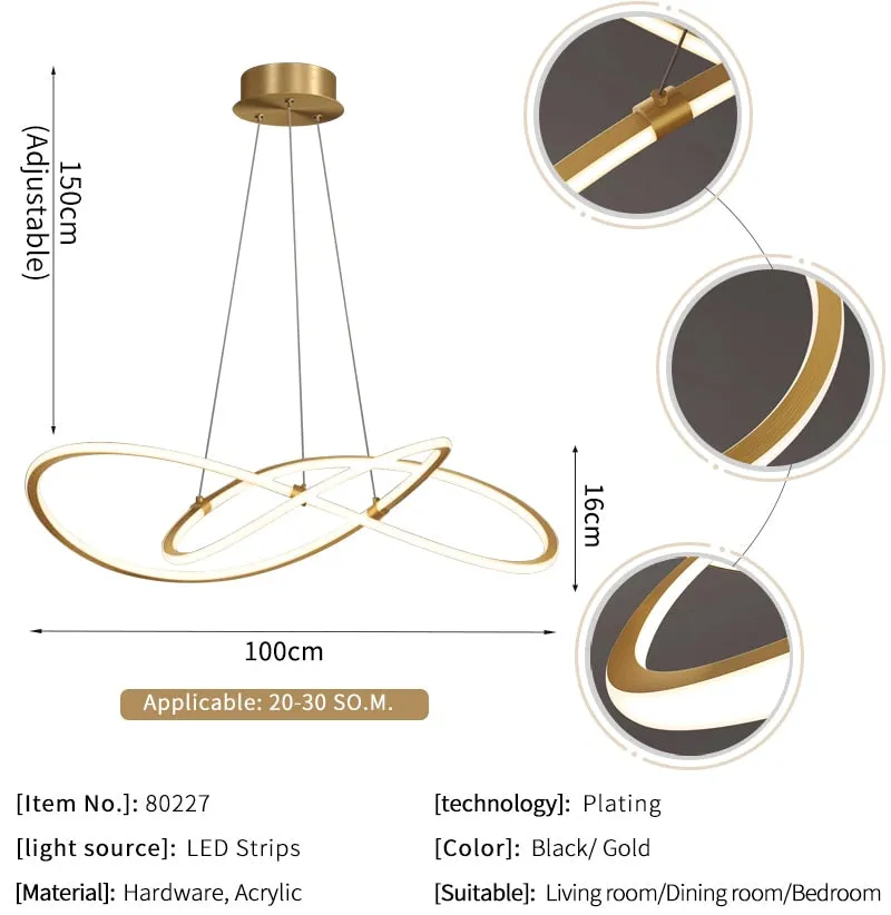 YLK Creative design brief style gold hanging light fixture home decor