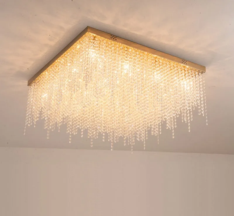 YLK Modern ceiling chandelier for living room round/square gold crystal lamp luxury