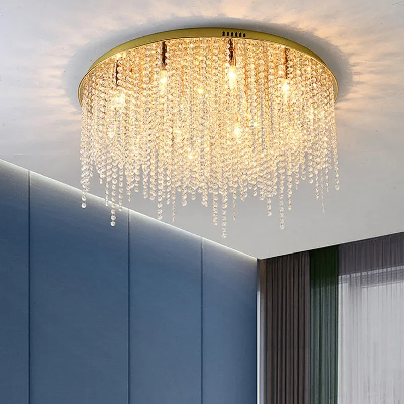 YLK Modern ceiling chandelier for living room round/square gold crystal lamp luxury