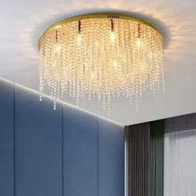 YLK Modern ceiling chandelier for living room round/square gold crystal lamp luxury